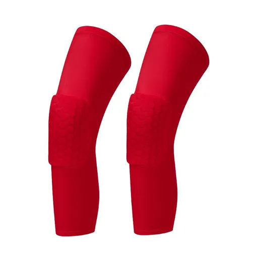 Hexagonal Honeycomb Protective Breathable Knee Pads Compression Knee Pad Protective Knee Pad Sports Knee Pad Long Knee Pad - Red S