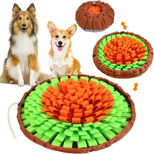 Interactive Snuffle Mat for Dogs – Slow Feeder & Foraging Puzzle Toy Made from Durable, Eco-Friendly Felt with Adjustable Drawstring, Anti-Slip Base, and Vibrant Color Combinations, Perfect for Mental Stimulation, Stress Relief, and Slow Eating Indoo