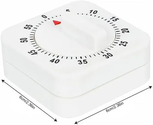 White Timer Clock Square 60-Minute Mechanical Kitchen Timer Wind up Visual Cooking Clock with Loud Alarm No Batteries Required Ideal for Cooking Baking and Kitchen