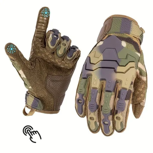 Men'S Full-Finger Gloves Tactical Gloves Touchscreen Gloves MTB Gloves Hiking - Camouflage - Size L