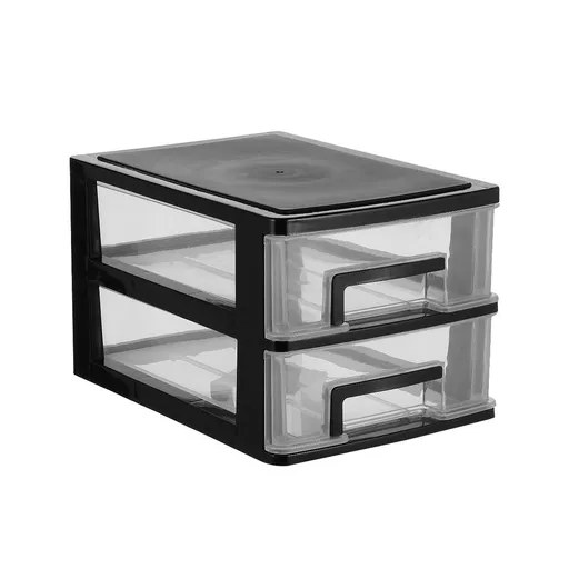 Double Layer Plastic Storage Drawer Cabinet, Portable Closet Organizer Rack with Multifunctional Design, Black & Clear Furniture