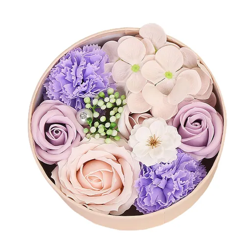 Artificial Flowers Combo Box Simulation Fake Soap Flower Round Box Valentine's Day Holiday Gift
