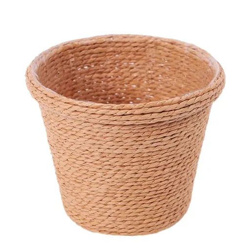 Khaki straw flowerpot retro indoor storage basket durable seaweed 1 piece