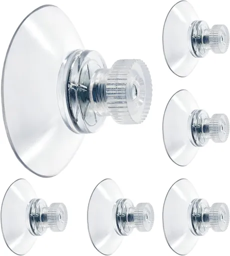 Biaungdo 6 Pack 32mm Suction Cups with Screws Nut, Clear PVC Sucker Pads Holder, Plastic Strong Sucker Suction Cup Holder for Window, Bathroom Wall, Car Shade, Home Decoration