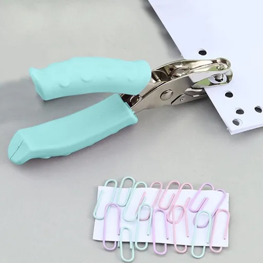 Single Hole Punch, One Hole Puncher with Soft Grip Handle, 1/4 Inch Paper Hole Punches, Small Hole Punchers with Paper Mess Tray 6 Sheets Capacity, Ideal for Crafts Scrapbooks, Green
