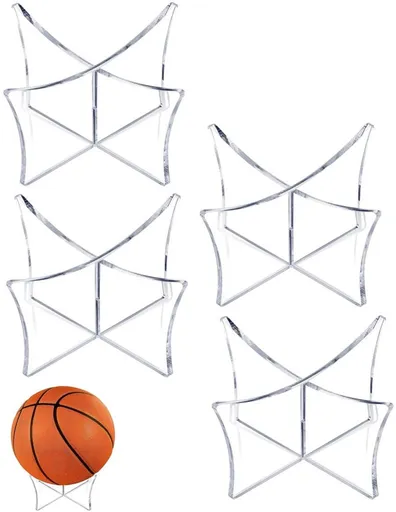 4 pieces - Ball holder - Ball rack - Ball stand - Acrylic ball rack - Ball storage rack - Display rack - football stand - ball holder - acrylic sports ball stand - volleyball support - for basketball, volleyball, football, rugby ball - 12*6.5 cm - tr