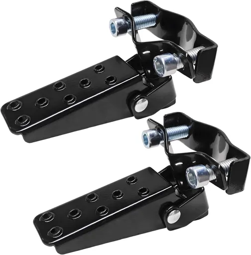 2 PCS Foldable Foot Pedals for Motorcycle, Metal Clamp-On Type Bicycle Rearsets Foot Rest, Universal Folding Footpegs for Mini Bike Go Karts Scooter, Motorcycle Accessories