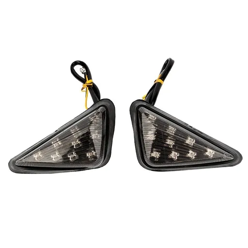 2 pcs Motorcycle Amber LED Signal Lights Indicator Blinkers, 12V Euro Triangle Smoke Flush Mount Blinkers Indicator Lights