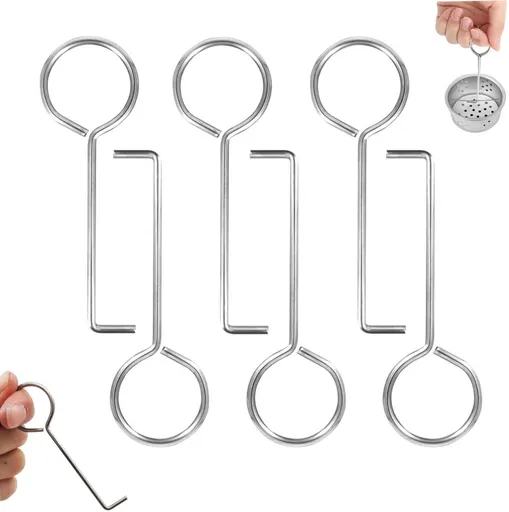pieces - Drain Wrench - Drain Hook - Lifting Hook - Hook - Stainless Steel Drain - Drain Wrench Hook - Removal Tool - for Shower Drains, Drain Grate, Drain Hair Catcher, Daily Cleaning - 88*28 mm - Silver