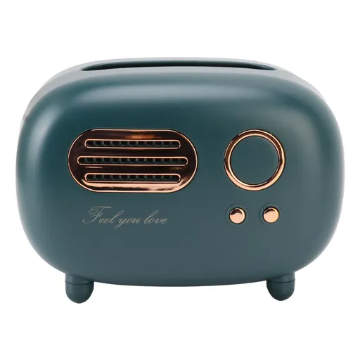 Retro Radio Shape Tissue Cover Box Vintage Radio Tissue Box for Bathroom Living Room Bedroom Nightstand Desk Table Green