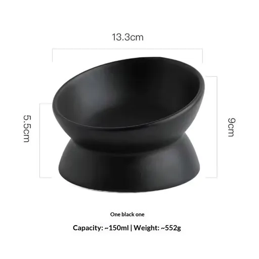 Elevated Cat Food Bowl, 5 Oz Ceramic Raised and Tilted Water Bowl, Anti Vomiting and Protect Pets' Spines Dishes for Small Dog, Fat Faced Cat, Kitten ( 2 Pack)