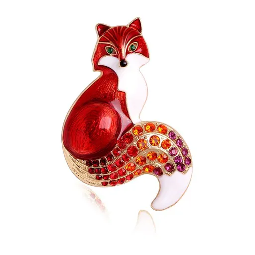 Cute Fox Brooch Rhinestone Enamel Animal Pin Accessory for Backpacks Badges Hats Bags Lapel Pin Gift For Women Girls Kids-5pcs