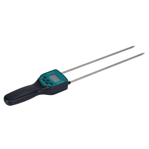 Hay Moisture Meter Hay Bale Moisture Tester Dual-rod Sensor LCD Backlit Display Voice Broadcast Auto Shutdown for Paddy Wheat Corn Barley Rice Sorghum Pellet Feed