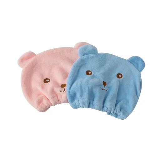 2pc Magic Microfiber Bear Shower Cap Hair Wrapped Towels Bath Hats Dry Hair Cap Quickly Dry Hair Cap Bath Accessories
