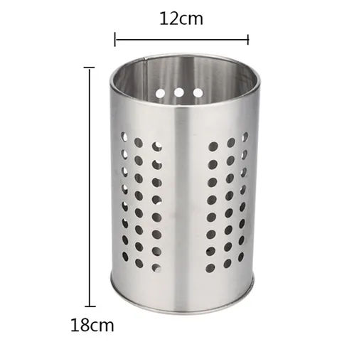 Extra Large Stainless Steel Kitchen Utensil Holder, Perforated Countertop Caddy for Spatulas and Cutlery, Silver, 12 x 18 cm