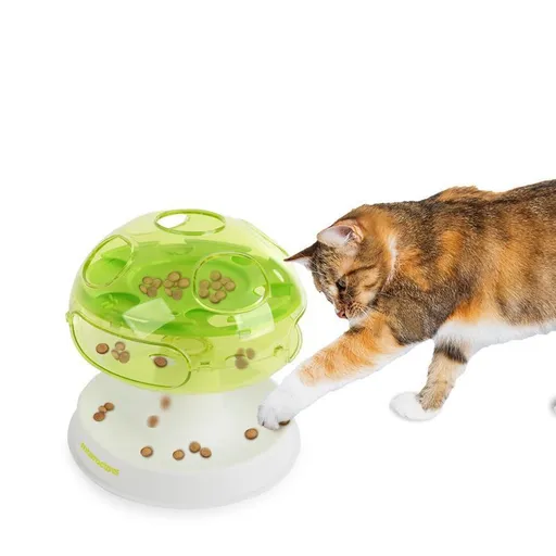 Interactive Mushroom Cat Puzzle Toy for Slow Feeding and Mental Stimulation – Treat Dispensing, Adjustable Difficulty, Non-Toxic, Easy-Clean, Anti-Slip Base for Indoor Play and Boredom Relief (Green)