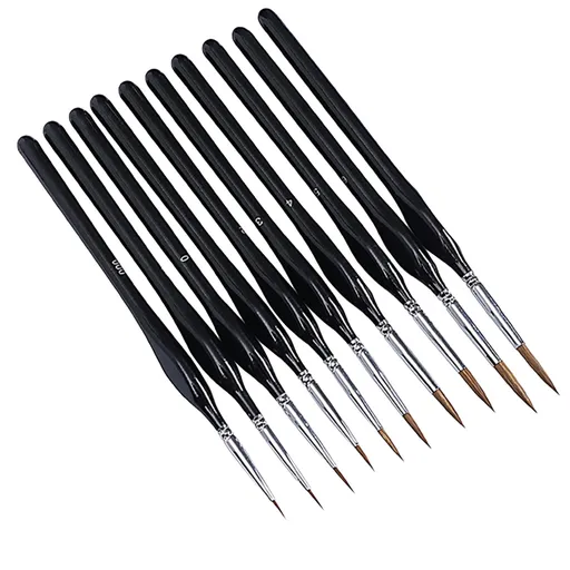 Brushes , Paint Brushes, Painting Pen, Art Tools, Brush Set, Round Tip Brushes Nylon Brushes Artist Wood Brushes for Oil Watercolor Face Nail Arts Miniature and Rock Painting Black