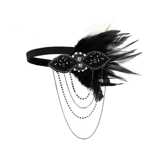 Single Party Feather Headgear Headband Makeup Ball Feather Headgear Diamond Headgear Female Decoration