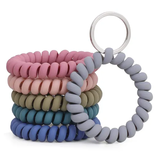 6 PCS Stretchable Wristband Wristlet Keychain Wrist Key Chain Wristlet,Spring Flexible Spiral Wrist Coil ​Wrist Key Holder