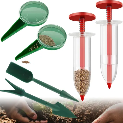 6 PCS Mini Seed Spreader, Sowing Seed Dispenser with 5 Speeds, Sowing Helper, Small Seed Planter Tool, (Red)