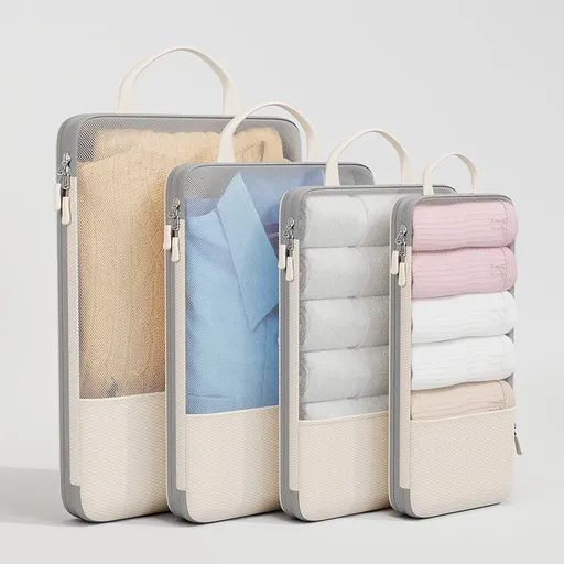 Travel Storage Bag Mu Family Expandable Compression Khaki Large size [25*12*36]