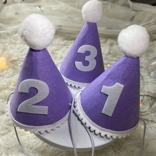 Birthday Hat Baby Felt Party Prop Chun Yue Purple 1 week 0-10 weeks can take