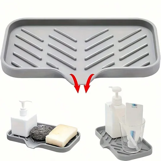 3-PCS Grey Large Drainable Soap Dish Tray with Anti-Slip Base for Bathroom Sink - Keeps Soap Dry and Organized in Australian Homes