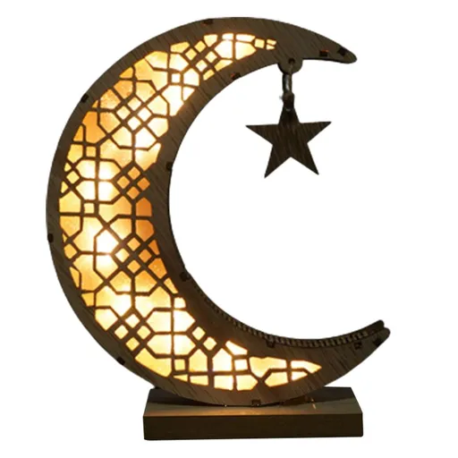 Ramadan LED Decorative Lights Wooden Crafts Night Light for Muslim Ramadan Gift Islamic Wall Table Decoration