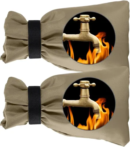 Outdoor Faucet Cover for Winter Freeze Protection 10'' x 8'', 2 Packs Khaki Thickened Frost Free Outdoor Faucet Covers for Pipe Insulation Waterproof Insulated Spigot Backflow Cover