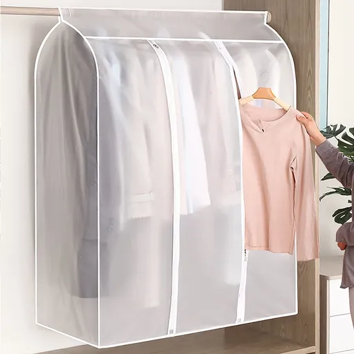 Large Translucent Frosted Garment Rack Cover Bags Clothing Storage Bag with Zipper for Hanging Shirts,Seal Closets to Protect