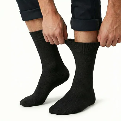 1x Pair COTTON Rich LOOSE TOP SOCKS Circulation Diabetic Comfort in Black