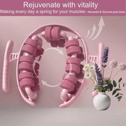 Lymphatic Drainage Massager,Cellulite Massage Roller,Body Sculpting Machine，Thighs Massager, Manual Leg Roller，Relaxing Muscles,360 °28 Wheels Anti Cellulite Roller for Legs (Pink)