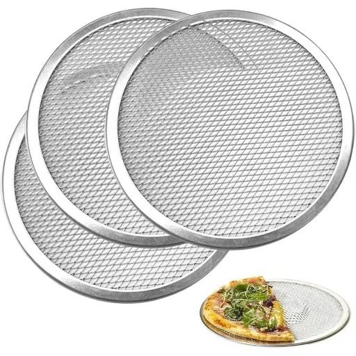 3Pcs Pizza Screen 12 Inch Restaurant-Grade Rack with Seamless Edge Round Baking Pan Tool New