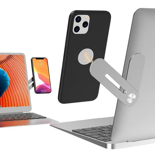 Laptop Phone Holder, Laptop or Desktop Monitor Side Mount Phone Holder, Slim Portable Foldable Smartphone Stand