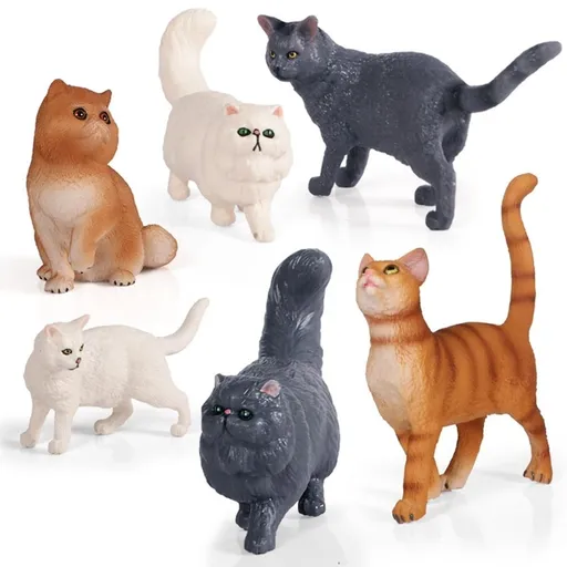 1Set Simulation Cat Figure White PVC Cat Statue Ornaments Realistic Design Home Decor Artistic Reference