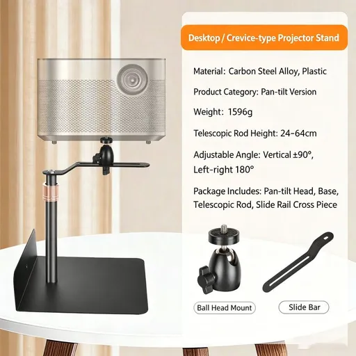 Hidden No-Drill Projector Stand, Sofa Bed Gap Floor Projector Mount with Adjustable Height, for Bedroom Home Theater