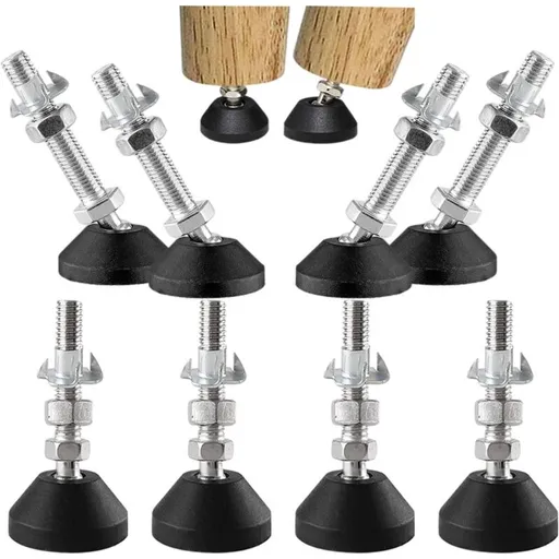 8 Pack Adjustable Leveling Feet M10 x 100 Load Capacity 500 kg Furniture Feet, Diameter 40 mm