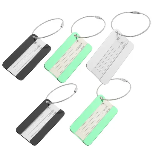 5-Pack Aluminum Luggage Tags Metal ID Tags with Name and Address for Suitcases and Handbags, Rectangular Shape