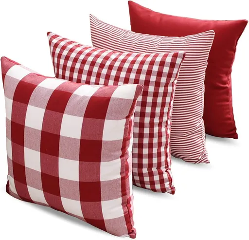 Light Blue Farmhouse Buffalo Plaid Pillow Covers 18x18 Set of 2 Patio Outdoor Decor Neutral Checkered Pillow Covers 18 x 18, Blue and White Gingham 20x20 Square Burgundy