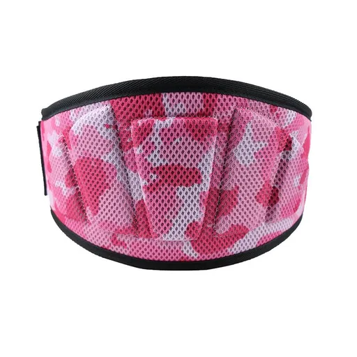 Adjustable Weightlifting Belt, EVA Nylon Lumbar Support Belt for Powerlifting, Bodybuilding, Gym Fitness and Strength Training - Pink Camouflage S