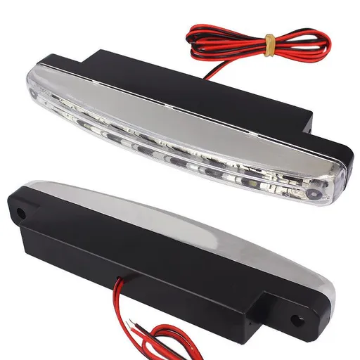 2 PCS Car LED Daytime Running Lights, Waterproof High Power 5W 12V LED DRL, Universal Decorative Lights, 8 LED Center Grid