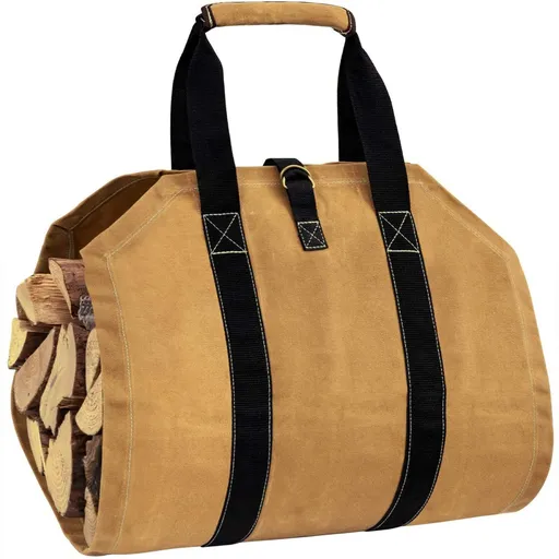 Canvas Log Carrier Bag, 39" X 18" Large Firewood Log Tote Carrying, Fireplace Firewood Totes Holders with Handles and Adjustable