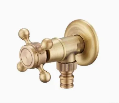 Antique Brass Faucet for Garden Hose, Fence, Bathroom & Outdoor Use – Durable and Stylish Faucet Accessory, Perfect for Home and Gardening - Bronze - Size Angle valve2
