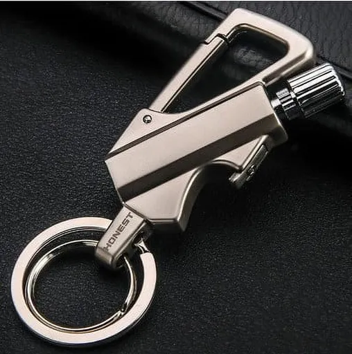 Outdoor Kerosene Lighter, windproof waterproof match style lighter with bottle opener keychain for camping BBQ candles and emergencies, Silver