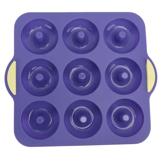 Silicone Donut Mold 9 Cavity Prevents Stick Safe Heat Resistance Doughnut Pan Set for Cake Biscuit Bagels Muffins Royalblue
