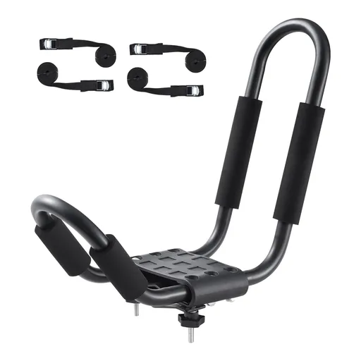 Kayak Roof Rack 2 Pairs J-Bar, Soft Roof Rack, Top Mount Tie Down, Carrier for kayak, Surf Board, Canoe, SUP, Ski Board, Mount on Car, SUV, Truck, 2 Kayaks