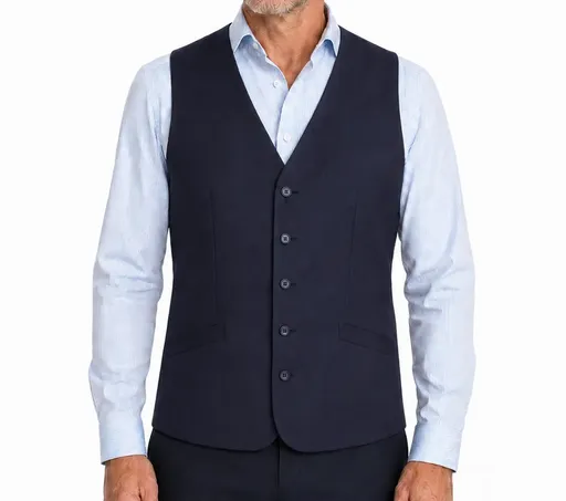 Mens Bamboo Blend Longline Vest Waistcoat w/ Stretch Business Forrnal Dress - Navy