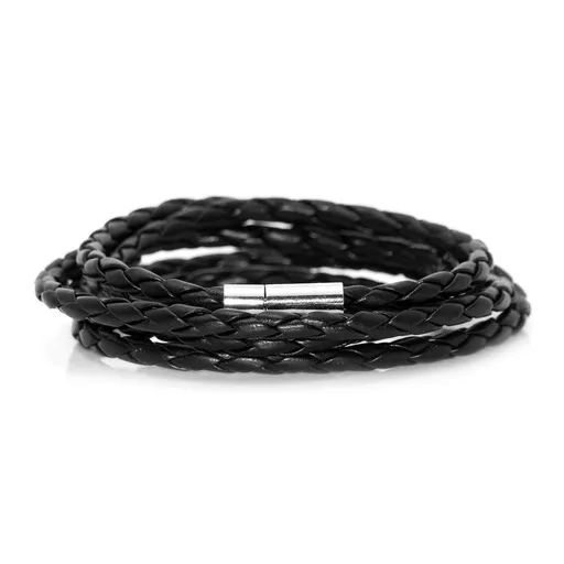 Fashion Bangle Bracelet For Girls Women,Vintage Men Multilayer Braided Leather Cuff Bangle Wristband Bracelet - Black