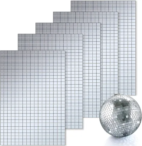 3600 Pieces Mirror Mosaic Tiles Self Adhesive Disco Mirror Tiles Disco Ball Stickers Square Glass DIY Tiles for Craft Decorate, DIY Hat, Art Collage, Indoor Outdoor Decoration