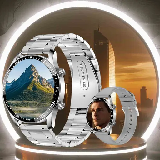 Silver Silicone Business Smartwatch with ECG and PPG Monitoring